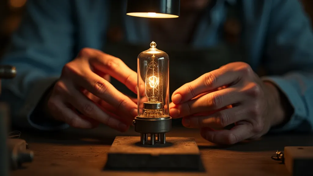 Craftsman examining a vacuum tube