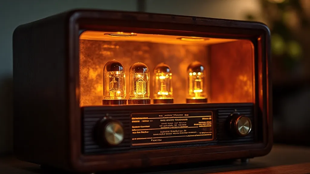 Restored antique radio with glowing tubes