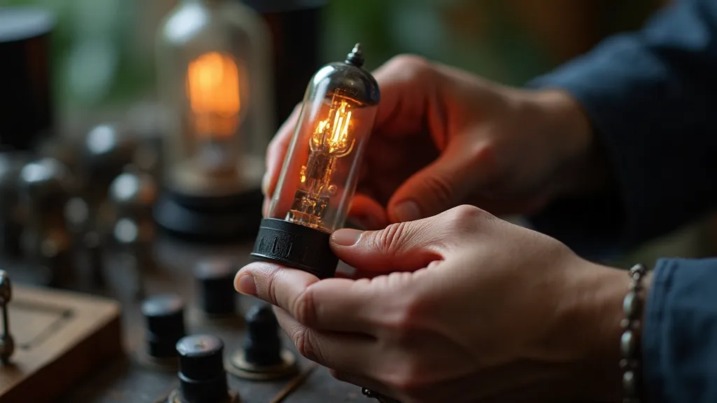 Restorer holding a vintage tube