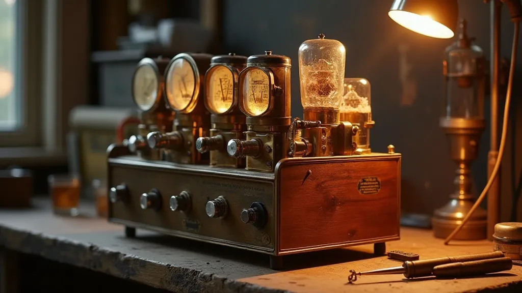 Vintage tube tester on workbench